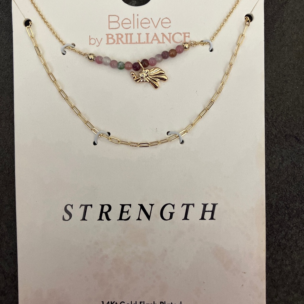 Strength Gold Plated Strength Necklace(2 layered)